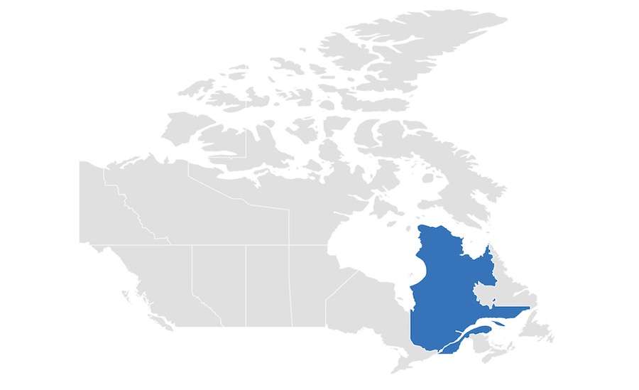 Mapa do Canada Provincia do Quebec em destaque